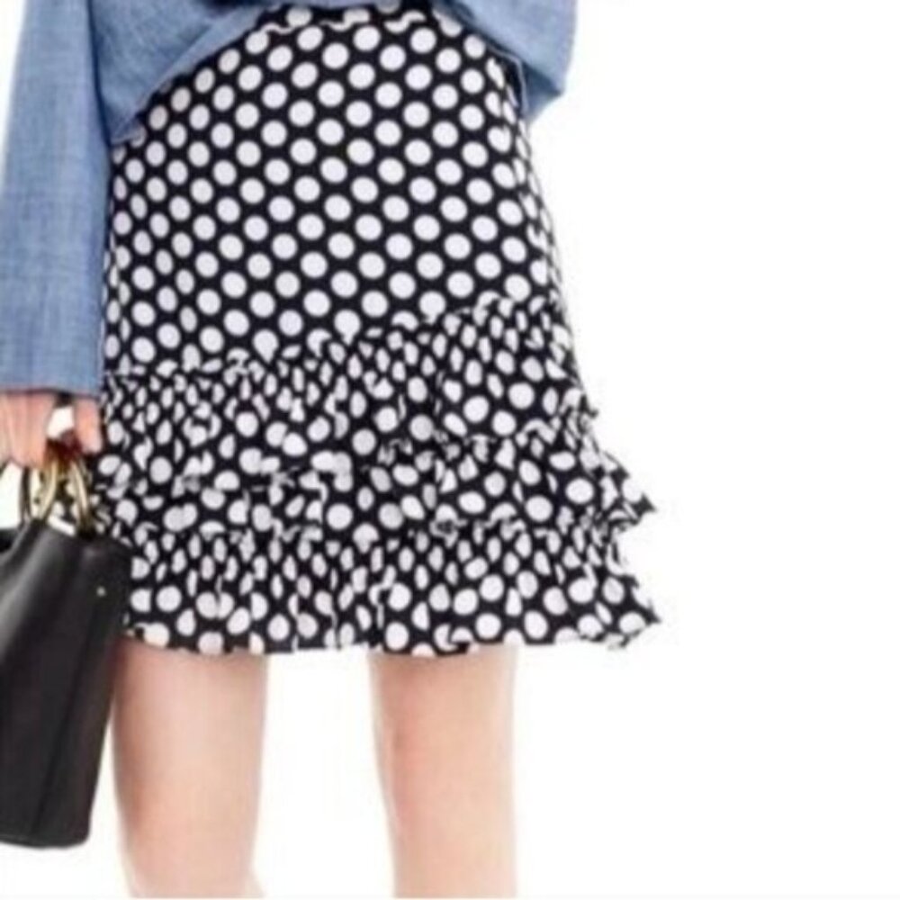 NWT J. Crew Polka Dot Ruffle Mini Skirt